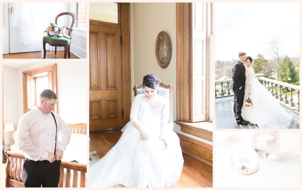 Sarah DeMaranville Photography- wedding shoot at The Renwick Mansion- bride, groom, ring, and bouquet pictured