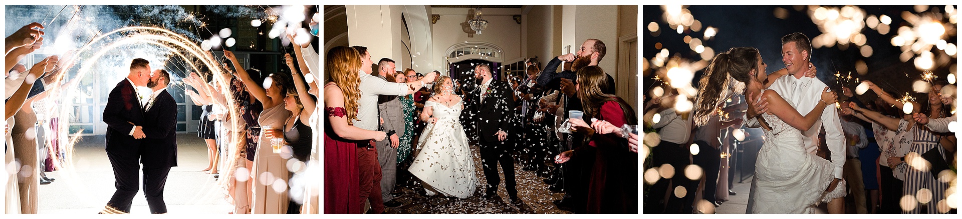 sparkler and confetti wedding reception exits